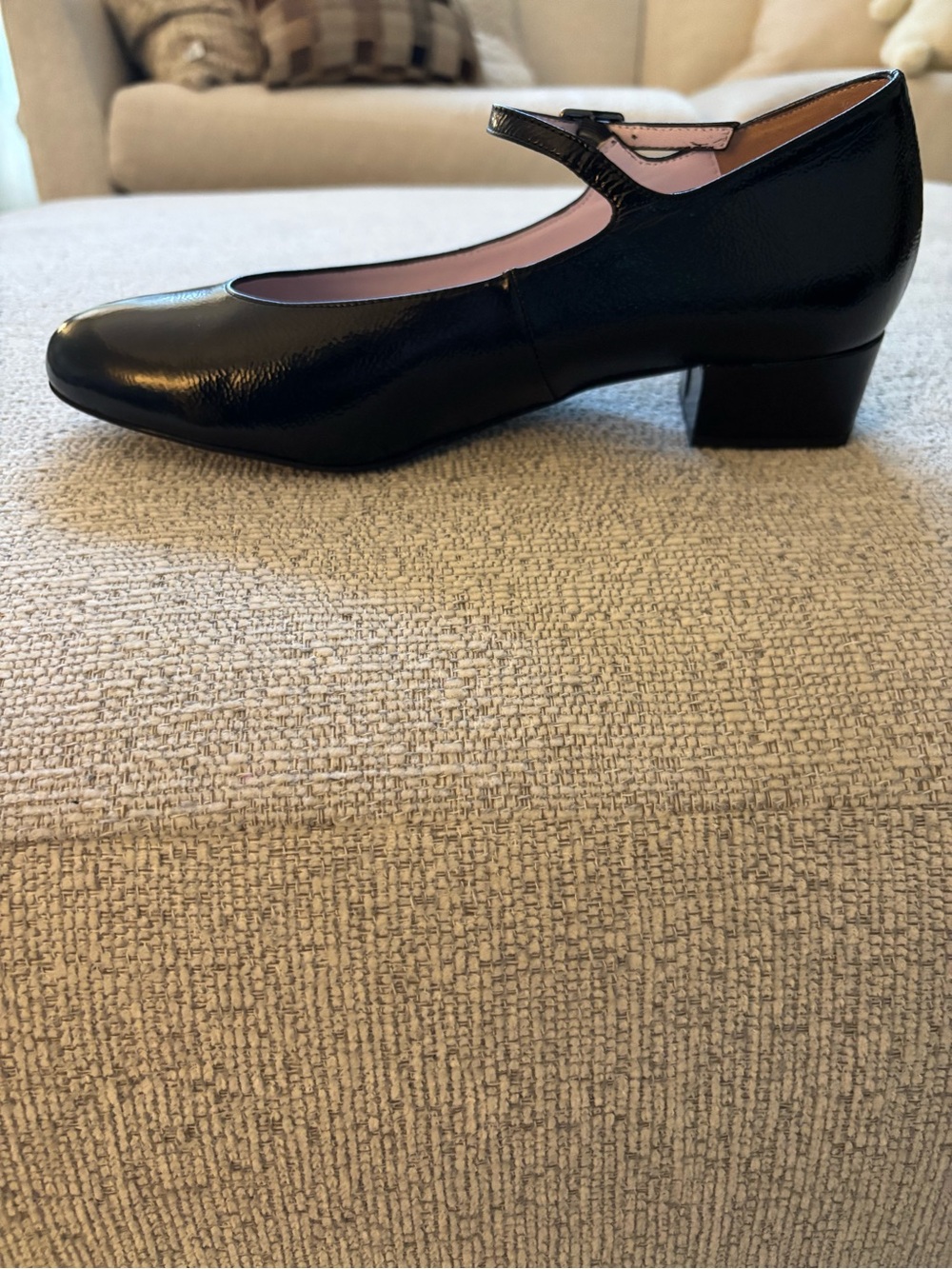 Bliss Black Patent Mary Jane Low Block Heel